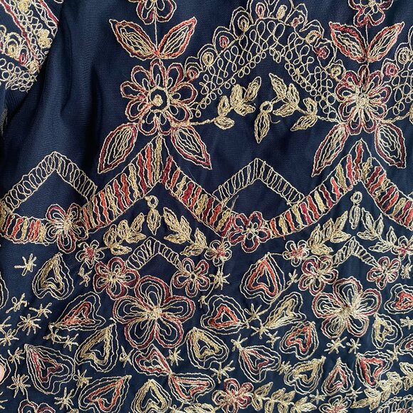Anthropologie, Ranna Gill Blue Ornate Embroidery Top - Picture 6 of 8